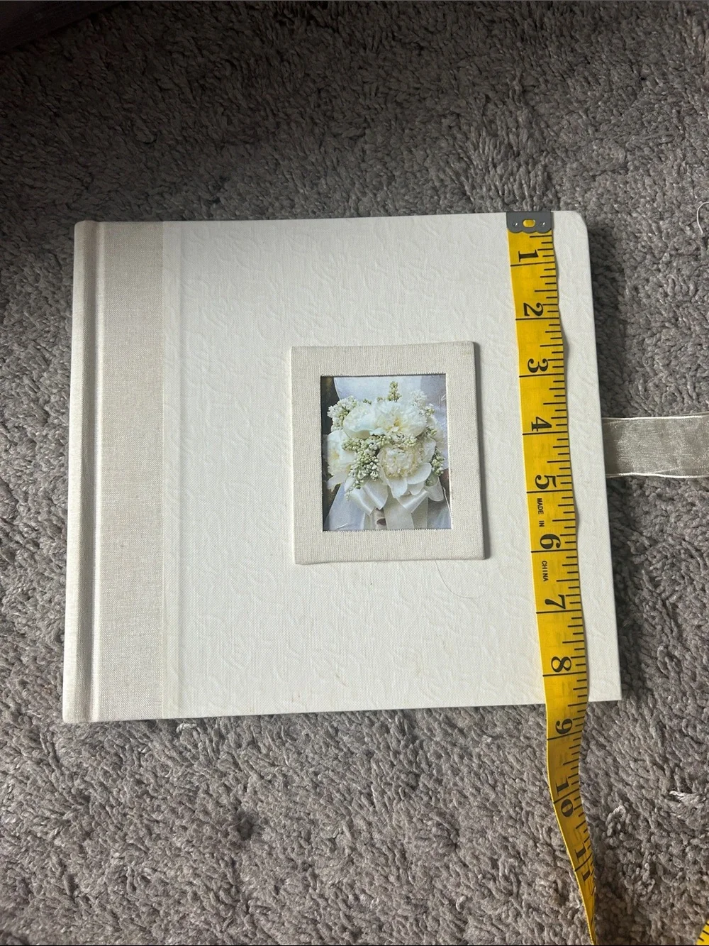 Elegant Cream Wedding Photo Album with Ribbon Accent